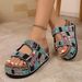 plus Size Women's Platform Sandals Rhinestone Double Buckle Cork European American Style Summer Beach Slippers_vogvips.com