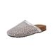 Women's Rhinestone Fishnet Closed Toe Sandals Breathable Hollow out Slip-On Mules Summer 2026 New Fashion_vogvips.com