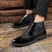 High-top Sequin Casual Shoes For Men, Spring And Autumn New Pointed Lace-up Brogue Business Shoes, Hairstylist Leather_vogvips.com