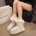 Fleece-Lined Thickened Snow Boots Slip-On 2025 Winter New Thick-Soled Furry Mouth Bowknot Warm Large Size Cotton Shoes_vogvips.com