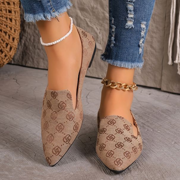 Women's Flower Pattern Flat Shoes, Casual Point Toe Slip On Shoes, Lightweight & Comfortable Shoes_vogvips.com