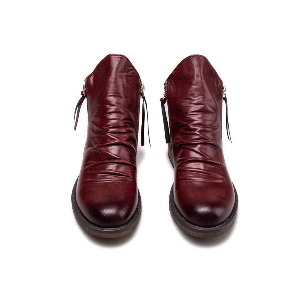 Men's Boots With Double Side Zipper Non-slip Soles Men's Boots With Fringe Boots Men's Leather Boots_vogvips.com