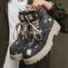 Men's Chunky Sole Cowboy Denim Mid-Calf Boots - Vintage Workwear Style With EVA Cushion & PVC Outsole_vogvips.com