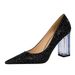 9217-1 Fashion Transparent Crystal Thick High Heel Shallow Mouth Pointed Sexy Nightclub Shining Sequin Single Shoe_vogvips.com