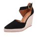 Women's Shoes Spring Pointed Wedge Heel Single Shoes Thick Bottom High Heel Hollow Women's Shoes Straw Braided Rope Bottom Women's Shoes_vogvips.com