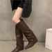 Pointed Toe Chunky Heel Knee-High Boots For Women - Stacked Shaft Retro Riding Boots With PU Upper & Side Zipper | 6-8cm Platform Heel_vogvips.com