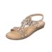 Women's Hollow Bohemian Style Flat Sandals Comfortable Rhinestone Summer Shoes Plus Size_vogvips.com