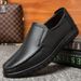 Euro Step Men's Leather Spring 2025 New Trend British Style Soft Sole Business Casual Slip-On Dad Shoes_vogvips.com
