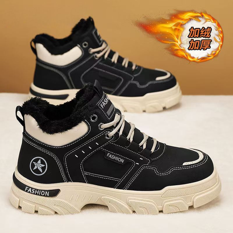 Martin Boots 2026 Winter Work Shoes Men's Shoes With Fleece, Thickened Cotton Boots, Snow Boots Men's Cotton Shoes High-_vogvips.com