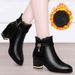 Martin For Women New Short Mid-Heel Chunky Heel Autumn Winter Fleece-Lined Warm Versatile Cotton Women's Boots_vogvips.com