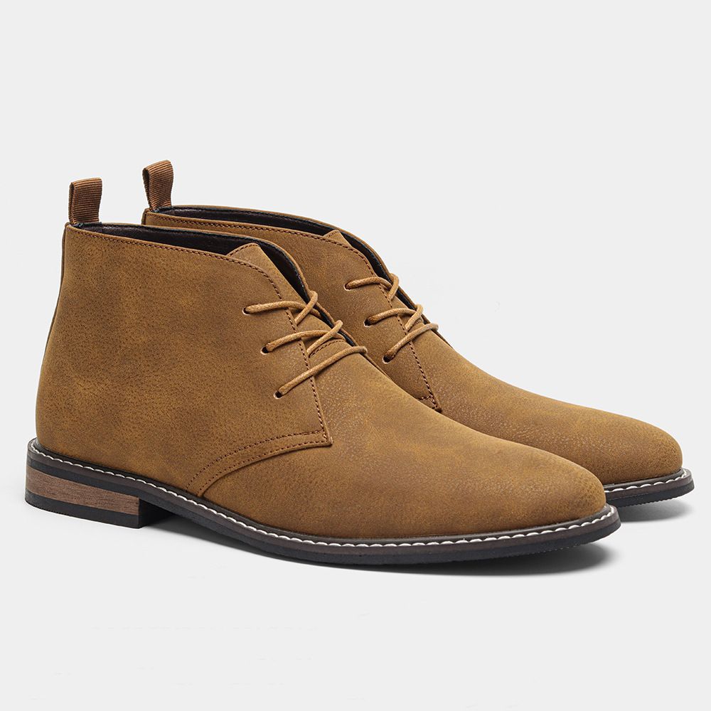 Men's Vintage Desert Boots - Distressed Leather Ankle Boots With Rubber Sole (Waterproof & Slip-Resistant, Retro Style)_vogvips.com