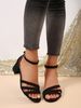 Cross-border Suede Large-size Mid-heel For Women, 2026 Summer Chunky Heel European And American Hollow-out Strap Sandals_vogvips.com
