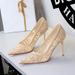 Women's Stiletto Heel Pumps Style Hollowed Out Super High Heels Women's Shoes Pointed Toe Low Mouth Banquet High Heels Floral Stiletto Lace Single Shoes Women's Shoes_vogvips.com