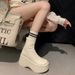 Ultra High Heel Black Wome, Petite Thick Sole Platform Height Icreasig Versatile 2024 New Style Marti Boots For_vogvips.com