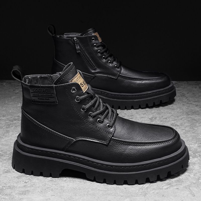 European Warm Series Autumn Winter New Heel High Top Side Zipper British Style Martin Cold Adhesive Workwear Casual Thick Sole Sports Men's_vogvips.com