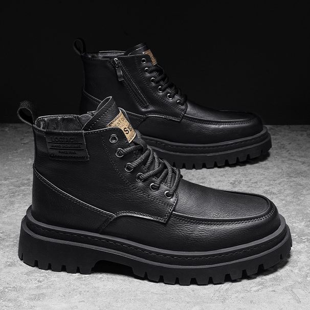 European Warm Series Autumn Winter New Heel High Top Side Zipper British Style Martin Cold Adhesive Workwear Casual Thick Sole Sports Men's_vogvips.com
