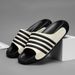 European Imported Slippers For Men And Women, Striped Open-toe Rubber Soles, Non-slip, Comfortable, Thick-soled,_vogvips.com