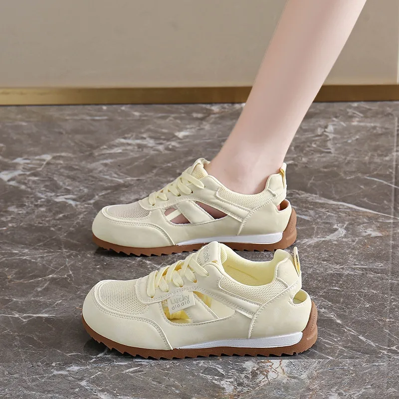 Women’s Hollowed-Out Breathable White Air Force Sneakers, 2026 Summer New Elegant Casual All‑Match Mesh Sports Skate Shoes_vogvips.com