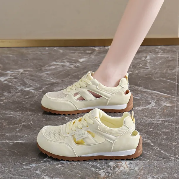 Women’s Hollowed-Out Breathable White Air Force Sneakers, 2026 Summer New Elegant Casual All‑Match Mesh Sports Skate Shoes_vogvips.com