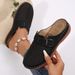Cross-Border Plus Size Women's 2025 Summer New European And American Style Closed-Toe Metal Buckle Hollow Solid Color_vogvips.com