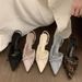 Niche French-style Leopard Print Bow-tie Closed-toe Sandals, Fairy Shoes, 2025 Spring-summer Elegant Socialite Stiletto_vogvips.com