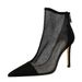 Women's Sexy Mesh Stiletto Heels Pointed Toe Boots For Nightclub Party & Evening Wear Stiletto High Heeled Pointed Boots_vogvips.com
