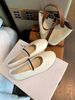 Women's Genuine Leather Soft-soled Slip-on Shoes, White Flat Ballet Shoes With A Single Strap_vogvips.com
