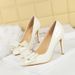 Bow High Heels Women's Thin Heels Patent Leather Shallow Mouth Women's Shoes Pointed Single Shoes Women's Shoes_vogvips.com