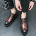 New Men's Large Leather Crocodile Pattern Youth Hairstylist Thick Sole Height Increasing British Casual Wedding Shoes_vogvips.com