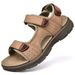 Men’s Nubuck Leather Outdoor Sport Sandals, Triple Adjustable Strap Non-Slip Hiking Walking Sandals_vogvips.com