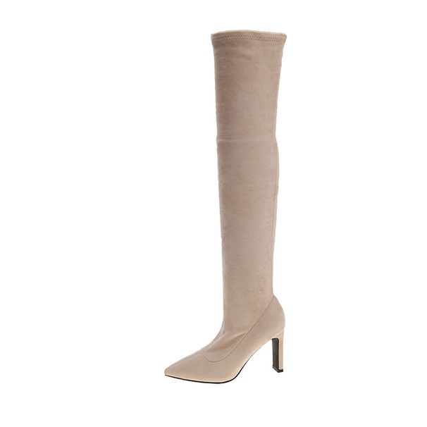 2025 Autumn Winter New Korean Style Mid-Heel Women's Large Size Versatile Pointed Toe Slim Over-the-Knee Stretch Boots_vogvips.com