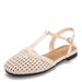 Fairy-style Hollow-out Sandals With Woven T-strap And Closed-toe Design, New Summer Flat-soled Commuter Beach Shoes_vogvips.com