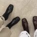 Korean Niche Trend Square Toe Chunky Slim Back Zipper Low Heel Mid-Calf Bare Martin Boots For Women_vogvips.com