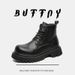 Retro Martin Boots Fleece Warm Men's Shoes Thick-soled Heightening Tooling Boots Casual Leather Shoes Short Boots_vogvips.com