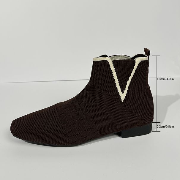 Breathable Stretch Knit Ankle Boots For Women – Lightweight Slip-On Booties With Soft Cotton Lining & Comfortable Rubber Sole (Black, Brown)_vogvips.com