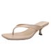 2026 French-style Square-toed Kitten-heel Flip-flops, Large Size High-heeled Sandals Women, Fashionable For Outdoor_vogvips.com