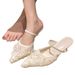 Chinese-style Mesh High-heeled Mules, 2025 Summer New Model, Slip-on With Thin Heels, Pointed Toe, Open-back Women's_vogvips.com