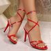 European And American Fashion Pointed Toe Roman Cross Strap Versatile High Heel Sandals Factory Direct Sale Foreign_vogvips.com
