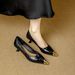 Comfortable Stiletto High Heels, 2026 Spring New French Fashion Metal Pointed Toe Mid-heel Slip-on Women's Shoes_vogvips.com