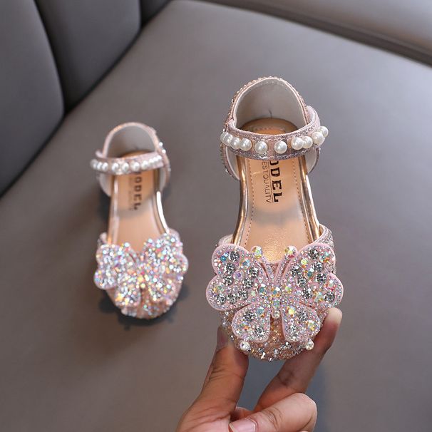 New Girls Girls Little Big Child Princess Single Shoes Butterfly Diamond_vogvips.com