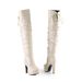 Autumn Winter Super High Over-the-Knee Round Toe Waterproof Platform Chunky Heel Plus Size 40-48 Long Boots Trendy_vogvips.com
