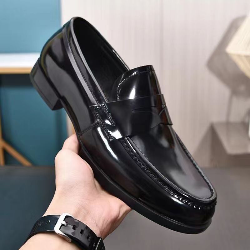 Men's 2025 New Spring Genuine Loafers Men's Business Casual Leather Shoes, One Foot Lazy Bean Trendy Shoes_vogvips.com