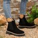Chelsea Boots Casual Slip-On Ankle Boots With Thick Sole, Round Toe & Anti-Slip Rubber Outsole For Winter, Fashionable Martin Style_vogvips.com