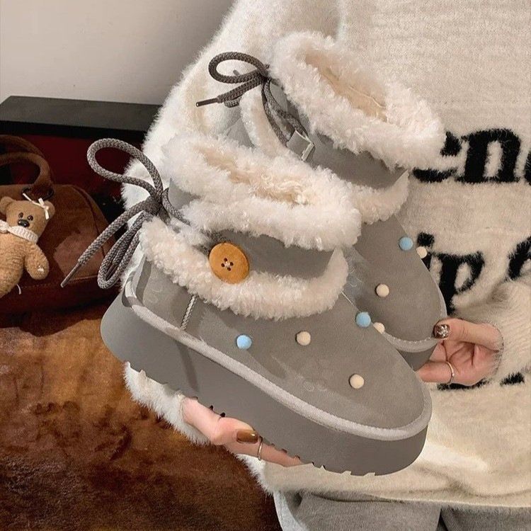 Thickened Warm Snow Boots Casual Short Boots Thick-Soled Cotton Women's Shoes_vogvips.com
