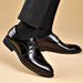 Genuine brogue point-toe leather business casual men's versatile breathable wedding shoes, slip-on shoes_vogvips.com