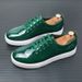 Cross-Border New Brogue Floral Men's Patent Glossy Panel British Casual Workwear Leather Work Shoes Export_vogvips.com