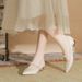 Jane Elegant Basics Casual Business Wedding Party Niche Pointed Satin Single Women S Thick Heels Flat Bridesmaid Shoes_vogvips.com
