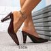 Wine Red High Heeled Simple Style Pointed Toe Special Shaped Heel Sandals Mules Women S Evening Shoes_vogvips.com