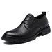 Embossed Grid Casual Men's Shoes Large Size Lace-up First Layer Thick Sole Heightening Men's Leather Shoes_vogvips.com