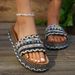 Ethnic Style Women's Platform Slippers With Rivets Rope Plus Size Cork Beach Slippers PU Upper European American Style_vogvips.com
